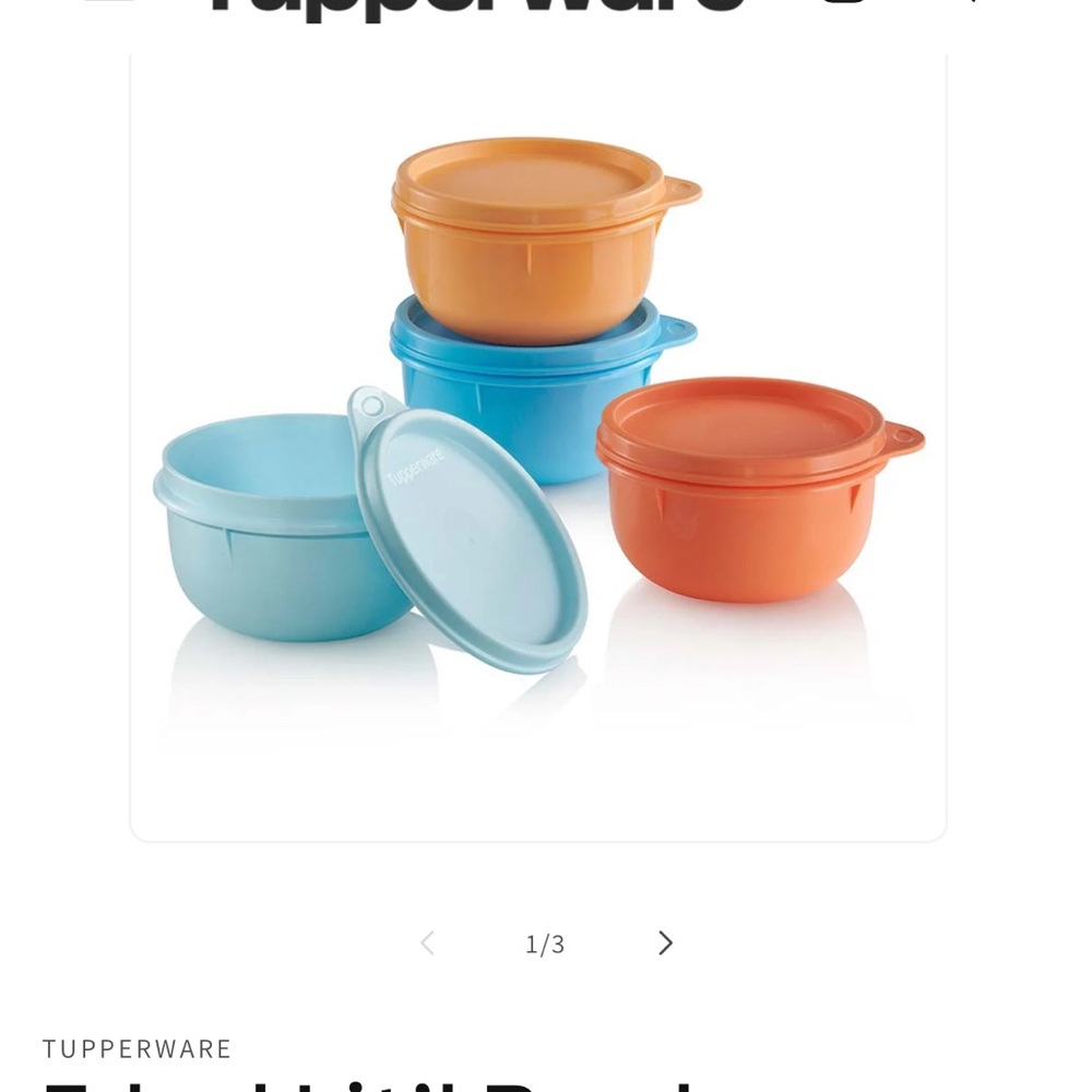 Tupperware Orange and Blue Bowls Set